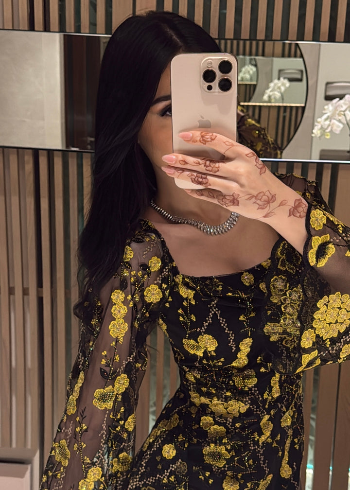 Yellow Black Dress - Noor Design