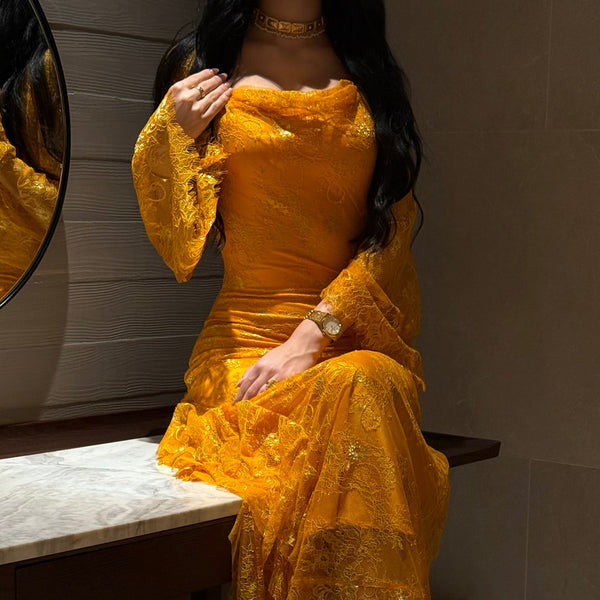 Orange Lace Dress - Noor DesignNoor Design