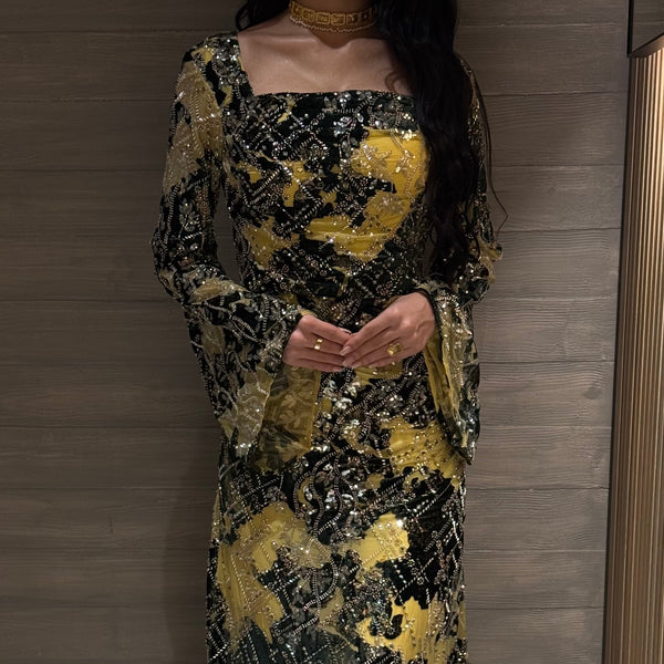 Yellow blue dress - Noor DesignNoor Design